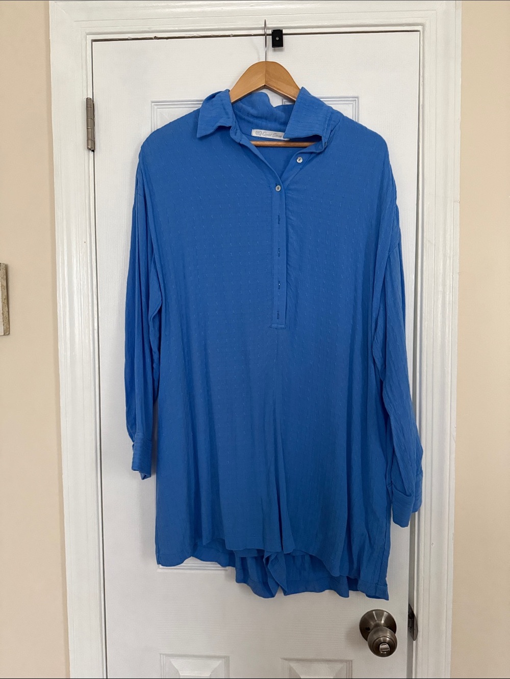 Relaxed Blue Women's Jumpsuit Romper with Collar